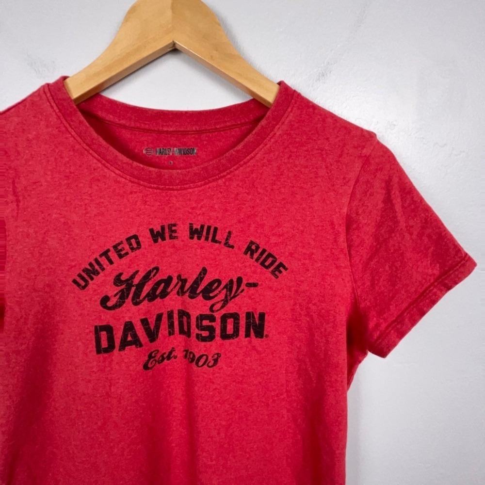 Harley Davidson T-Shirt Womens Medium Red United We Will Ride Graphic Motorcycle